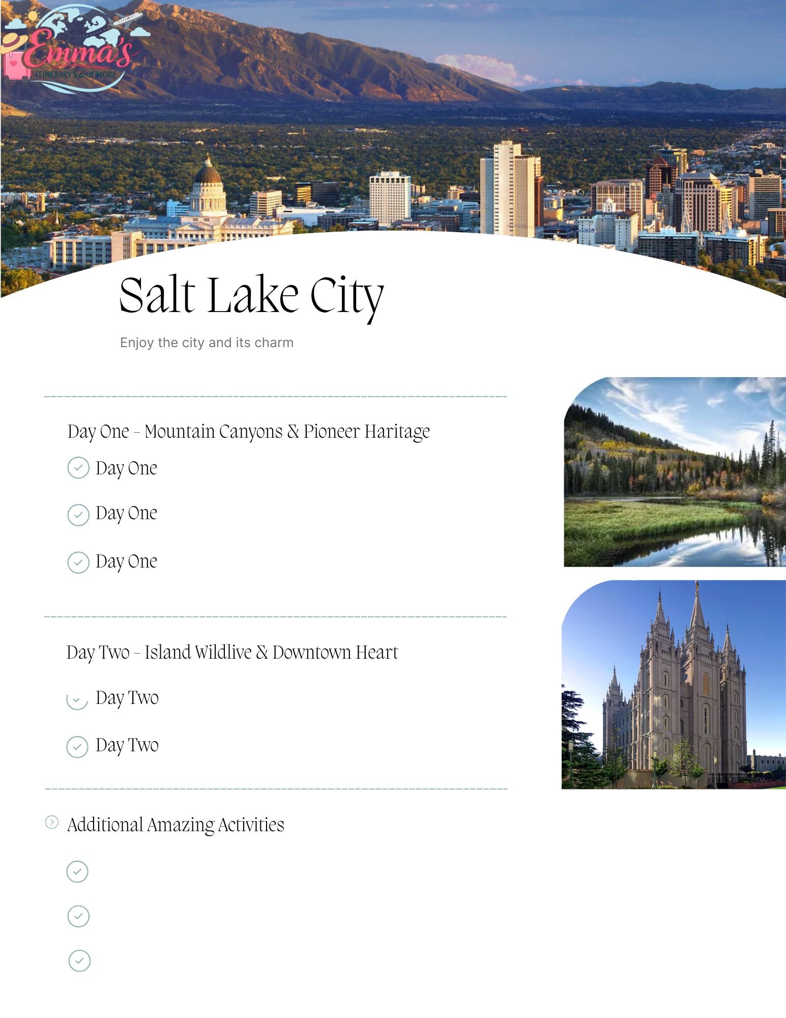 Salt Lake City Itinerary